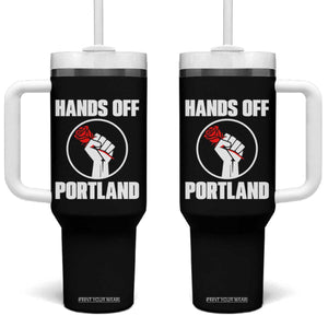 Hands Off Portland Tumbler With Handle Rose Fist Oregon Freedom Fighter TS02 One Size: 40 oz Black Print Your Wear