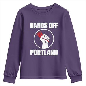 Hands Off Portland Youth Sweatshirt Rose Fist Oregon Freedom Fighter TS02 Purple Print Your Wear