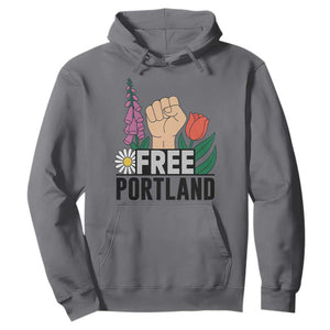 Free Portland Raised Fist Hoodie Patriotic Oregon Freedom Floral Justice TS02 Charcoal Print Your Wear