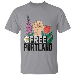 Free Portland Raised Fist T Shirt Patriotic Oregon Freedom Floral Justice TS02 Sport Gray Print Your Wear
