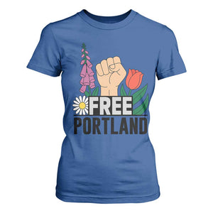 Free Portland Raised Fist T Shirt For Women Patriotic Oregon Freedom Floral Justice TS02 Royal Blue Print Your Wear