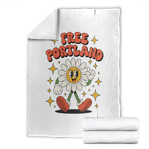 Retro Daisy Free Portland Throw Blanket Oregon Freedom Fighter Flower Groovy Graphic TS02 White Print Your Wear
