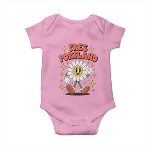 Retro Daisy Free Portland Baby Onesie Oregon Freedom Fighter Flower Groovy Graphic TS02 Light Pink Print Your Wear