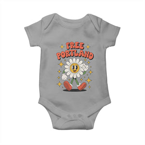 Retro Daisy Free Portland Baby Onesie Oregon Freedom Fighter Flower Groovy Graphic TS02 Sport Gray Print Your Wear