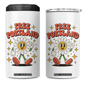 Retro Daisy Free Portland 4 in 1 Can Cooler Tumbler Oregon Freedom Fighter Flower Groovy Graphic TS02 One Size: 16 oz White Print Your Wear