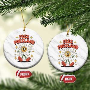 Retro Daisy Free Portland Ceramic Ornament Oregon Freedom Fighter Flower Groovy Graphic TS02 1pc White Marble Print Your Wear