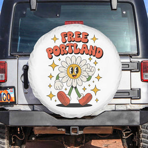 Retro Daisy Free Portland Spare Tire Cover Oregon Freedom Fighter Flower Groovy Graphic TS02 No hole White Print Your Wear