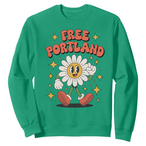 Retro Daisy Free Portland Sweatshirt Oregon Freedom Fighter Flower Groovy Graphic TS02 Irish Green Print Your Wear