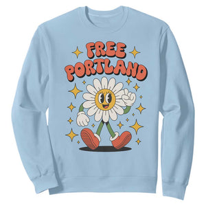 Retro Daisy Free Portland Sweatshirt Oregon Freedom Fighter Flower Groovy Graphic TS02 Light Blue Print Your Wear