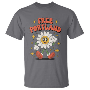 Retro Daisy Free Portland T Shirt Oregon Freedom Fighter Flower Groovy Graphic TS02 Charcoal Print Your Wear