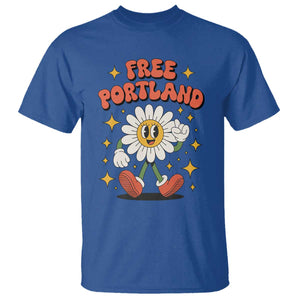 Retro Daisy Free Portland T Shirt Oregon Freedom Fighter Flower Groovy Graphic TS02 Royal Blue Print Your Wear