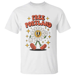 Retro Daisy Free Portland T Shirt Oregon Freedom Fighter Flower Groovy Graphic TS02 White Print Your Wear