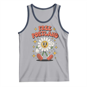 Retro Daisy Free Portland Tank Top Oregon Freedom Fighter Flower Groovy Graphic TS02 Athletic Heather Navy Print Your Wear