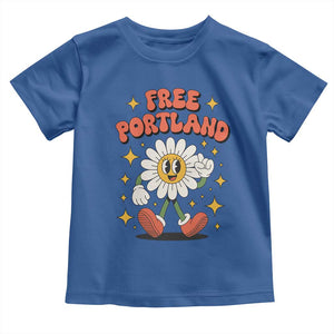 Retro Daisy Free Portland Toddler T Shirt Oregon Freedom Fighter Flower Groovy Graphic TS02 Royal Blue Print Your Wear