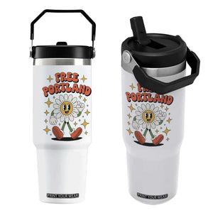 Retro Daisy Free Portland Flip Straw Tumbler Oregon Freedom Fighter Flower Groovy Graphic TS02 One Size: 30 oz White Print Your Wear