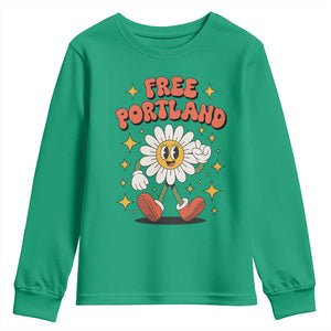 Retro Daisy Free Portland Youth Sweatshirt Oregon Freedom Fighter Flower Groovy Graphic TS02 Irish Green Print Your Wear