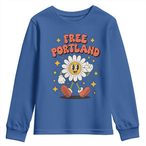 Retro Daisy Free Portland Youth Sweatshirt Oregon Freedom Fighter Flower Groovy Graphic TS02 Royal Blue Print Your Wear