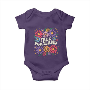 Retro Groovy Free Portland Baby Onesie Oregon Freedom Fighter Peaceful Hippie 70s Style TS02 Purple Print Your Wear