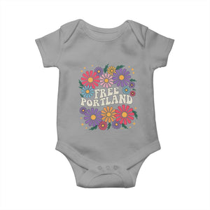 Retro Groovy Free Portland Baby Onesie Oregon Freedom Fighter Peaceful Hippie 70s Style TS02 Sport Gray Print Your Wear