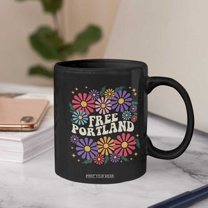 Retro Groovy Free Portland Coffee Mug Oregon Freedom Fighter Peaceful Hippie 70s Style TS02 Print Your Wear