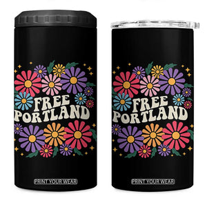 Retro Groovy Free Portland 4 in 1 Can Cooler Tumbler Oregon Freedom Fighter Peaceful Hippie 70s Style TS02 One Size: 16 oz Black Print Your Wear