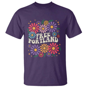 Retro Groovy Free Portland T Shirt Oregon Freedom Fighter Peaceful Hippie 70s Style TS02 Purple Print Your Wear
