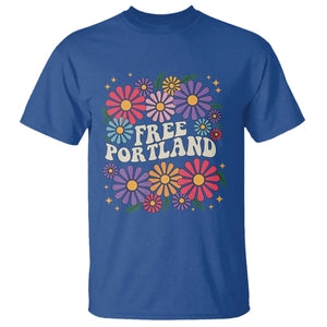 Retro Groovy Free Portland T Shirt Oregon Freedom Fighter Peaceful Hippie 70s Style TS02 Royal Blue Print Your Wear