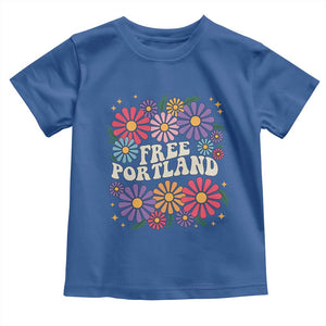 Retro Groovy Free Portland Toddler T Shirt Oregon Freedom Fighter Peaceful Hippie 70s Style TS02 Royal Blue Print Your Wear