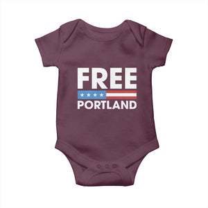 Free Portland Patriotic Baby Onesie Bold Political Statement American Flag TS02 Maroon Print Your Wear