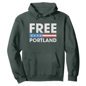 Free Portland Patriotic Hoodie Bold Political Statement American Flag TS02 Dark Forest Green Print Your Wear