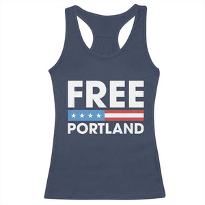 Free Portland Patriotic Racerback Tank Top Bold Political Statement American Flag TS02 Navy Print Your Wear