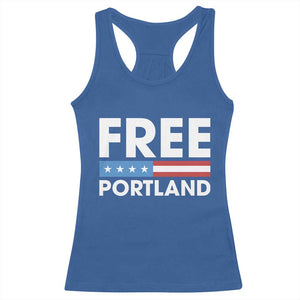 Free Portland Patriotic Racerback Tank Top Bold Political Statement American Flag TS02 Royal Blue Print Your Wear
