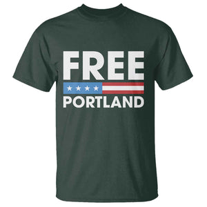 Free Portland Patriotic T Shirt Bold Political Statement American Flag TS02 Dark Forest Green Print Your Wear