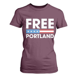 Free Portland Patriotic T Shirt For Women Bold Political Statement American Flag TS02 Maroon Print Your Wear