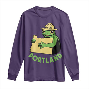 Portland Frog Resist Long Sleeve Shirt Oregon Map Vintage Graphic TS02 Purple Print Your Wear