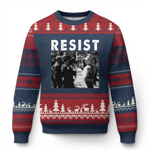 Portland Resist Frog Ugly Christmas Sweater Oregon Iconic Frogs Photo Protest Moment TS02 Navy Red Print Your Wear