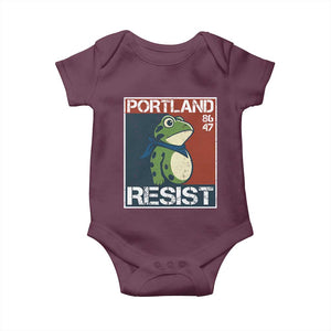 Portland Resist Retro Frog 8647 Baby Onesie Political Satire Protest Poster Graphic TS02 Maroon Print Your Wear