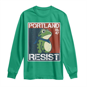 Portland Resist Retro Frog 8647 Long Sleeve Shirt Political Satire Protest Poster Graphic TS02 Irish Green Print Your Wear
