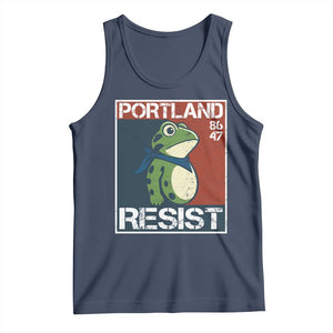 Portland Resist Retro Frog 8647 Tank Top Political Satire Protest Poster Graphic TS02 Navy Print Your Wear