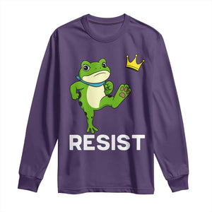 Resist Frog Kicking Crown Long Sleeve Shirt Funny No Kings In America Free Portland TS02 Purple Print Your Wear