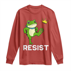 Resist Frog Kicking Crown Long Sleeve Shirt Funny No Kings In America Free Portland TS02 Red Print Your Wear