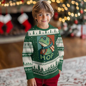 Hop Patriotic Frog Ugly Christmas Sweater Resist Protest Poster Graphic TS02 Forest Green Beige Print Your Wear