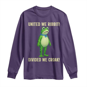 United We Ribbit Frog Protest Long Sleeve Shirt Divided We Croak Free Portland Resist 2025 TS02 Purple Print Your Wear