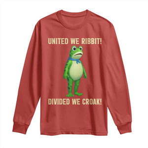 United We Ribbit Frog Protest Long Sleeve Shirt Divided We Croak Free Portland Resist 2025 TS02 Red Print Your Wear