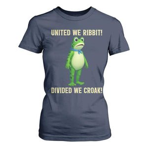 United We Ribbit Frog Protest T Shirt For Women Divided We Croak Free Portland Resist 2025 TS02 Navy Print Your Wear