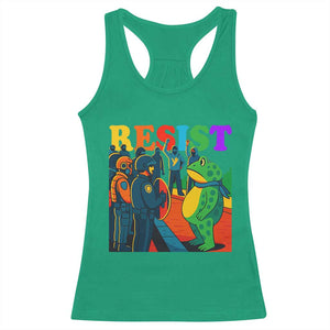 Rainbow Street Protest Frog Racerback Tank Top Resist LGBTQ+ Solidarity TS02 Irish Green Print Your Wear