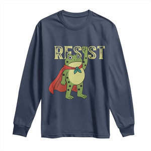 Resist Super Frog Long Sleeve Shirt Free Portland Political Satire Retro Graphic TS02 Navy Print Your Wear