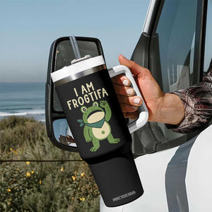 I Am Frogtifa Tumbler With Handle Frog Resist Antifascist with Raised Fist Bandana TS02 Print Your Wear