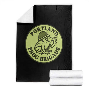 Portland Frog Brigade Throw Blanket Peace Frog Protest Badge TS02 Black Print Your Wear