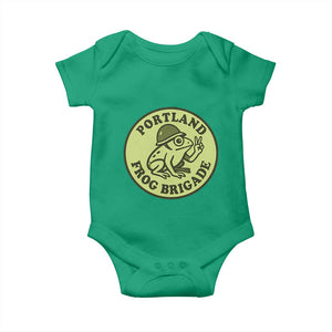 Portland Frog Brigade Baby Onesie Peace Frog Protest Badge TS02 Irish Green Print Your Wear